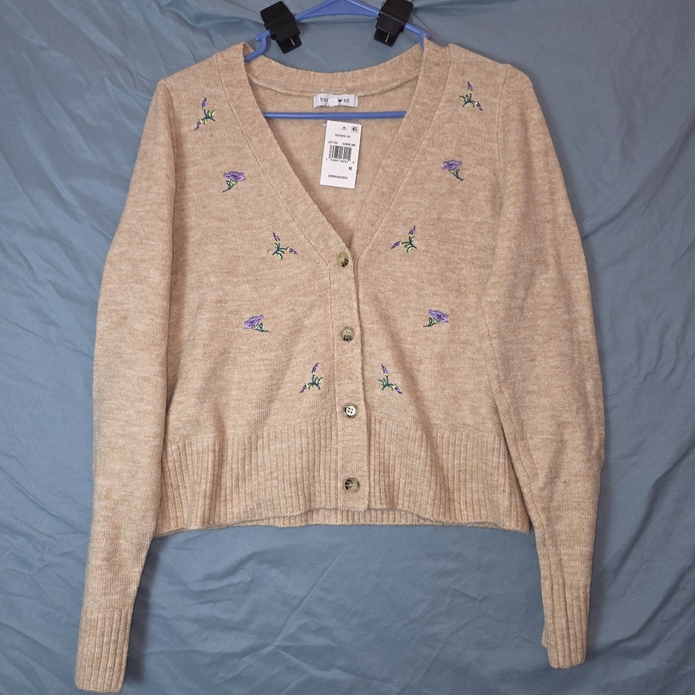 Embroidered Cardigan JUNIOR Hooked Up by IOT Cream size M NEW